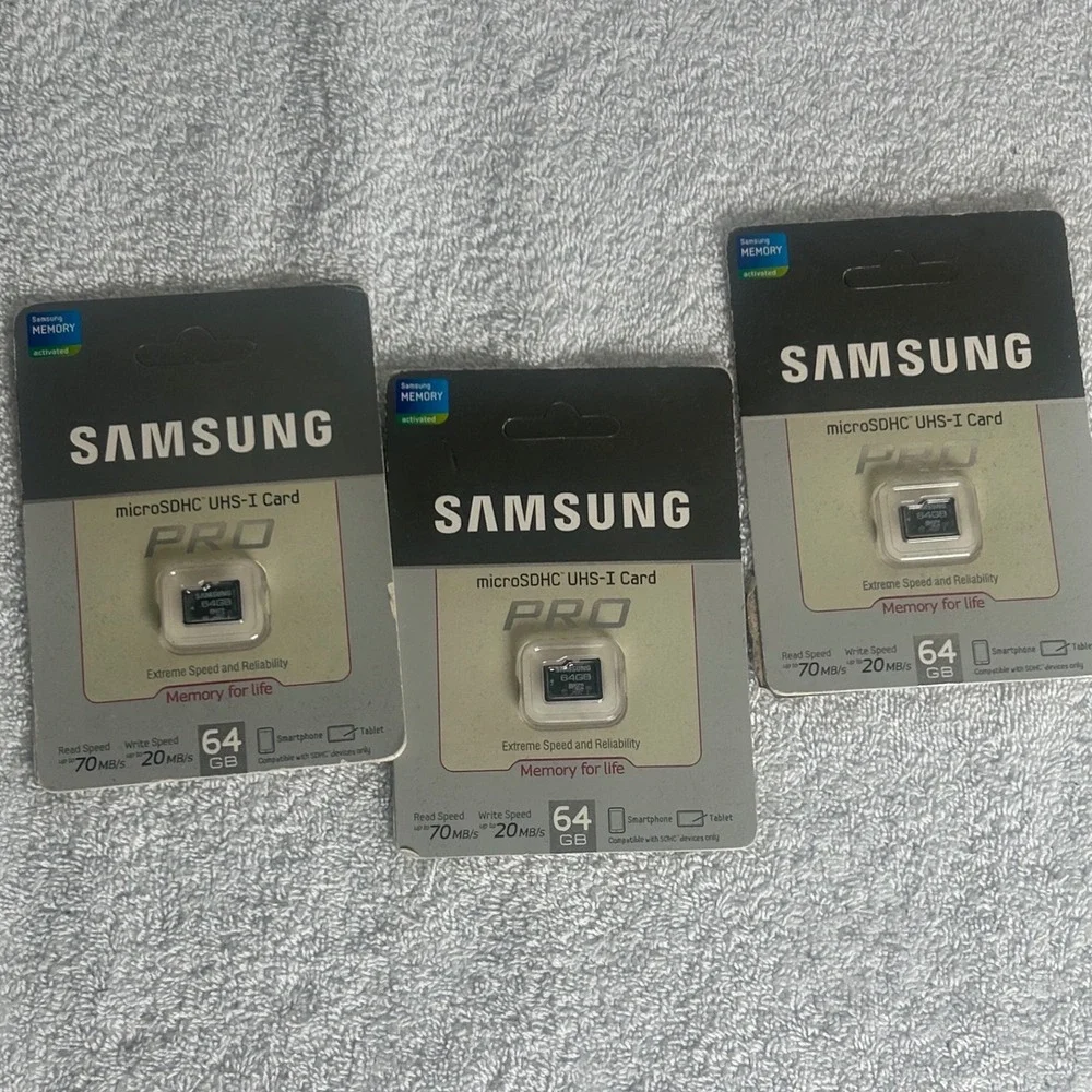 Lot of 3 Samsung PRO 64GB microSDHC UHS-I Memory Card Class 10 MB-MGBGB‎